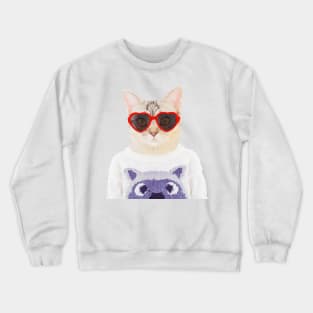 Funny cat portrait Crewneck Sweatshirt